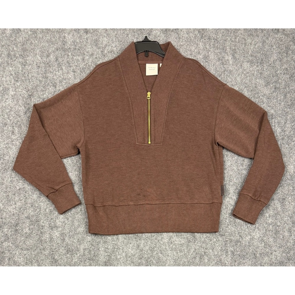 Varley DoubleSoft Half Zip Sweatshirt Mahogany Brown Women Small Pullover
